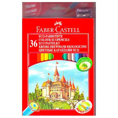 Карандаши цветные FABER-CASTELL Eco Замок 120136 с точилкой в картонной коробке 36 цветов